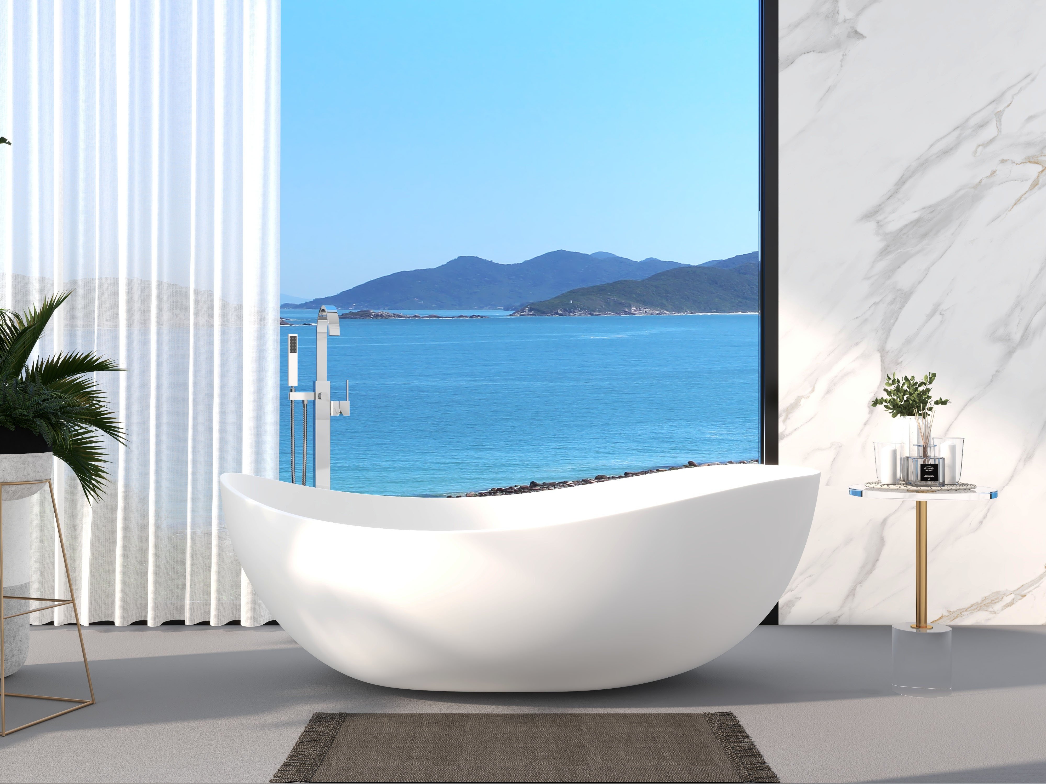 HMR - Dree Floor Mounted Faucet with Handheld Shower in Polished Chrome