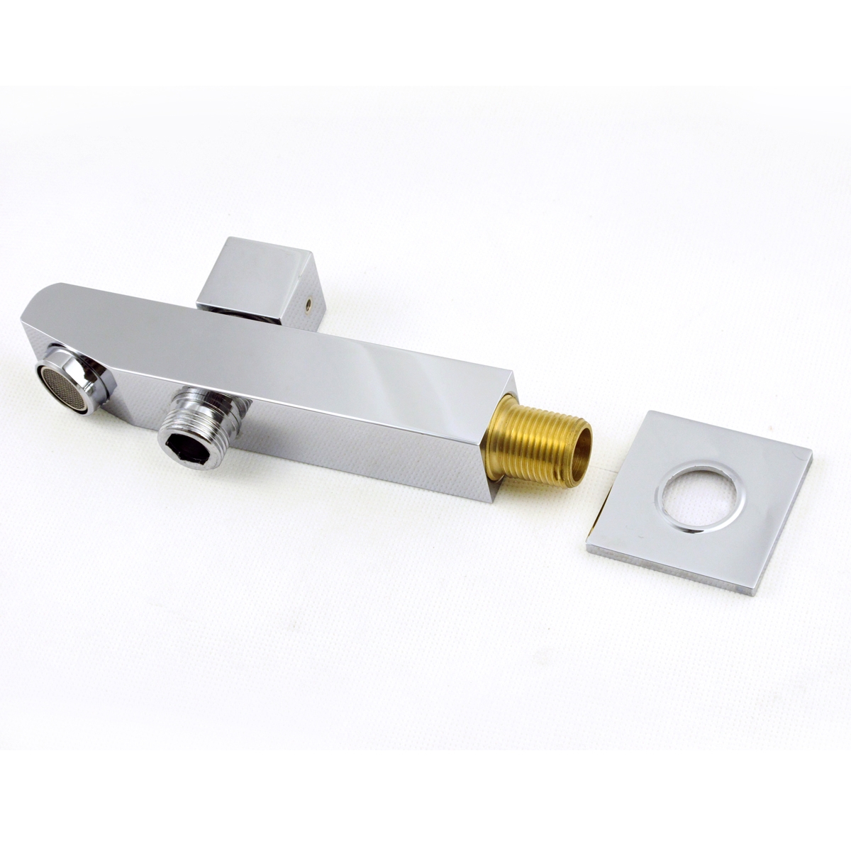 HMR - 8" Square Wall Mount Shower System with Hand Shower and Tub Spout in Brass