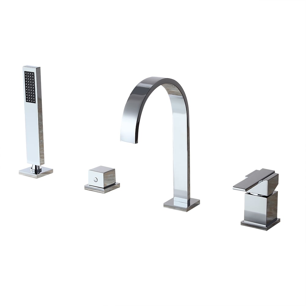 HMR - Dree Double Handle 4-Hole Faucet with Hand Shower in Solid Brass