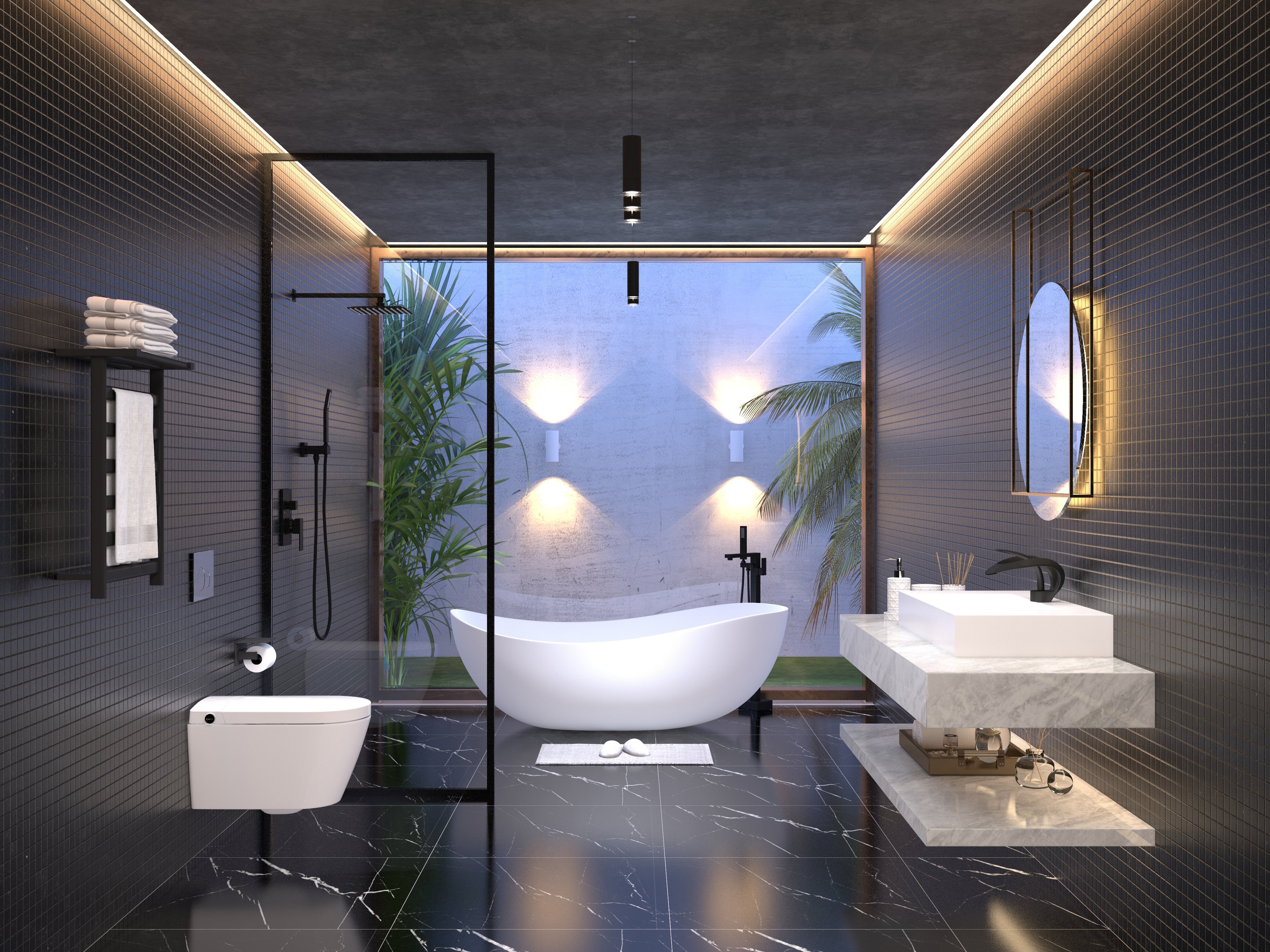 HMR - Dree Freestanding Bathtub Faucet and Handshower in Matte Black, Brass