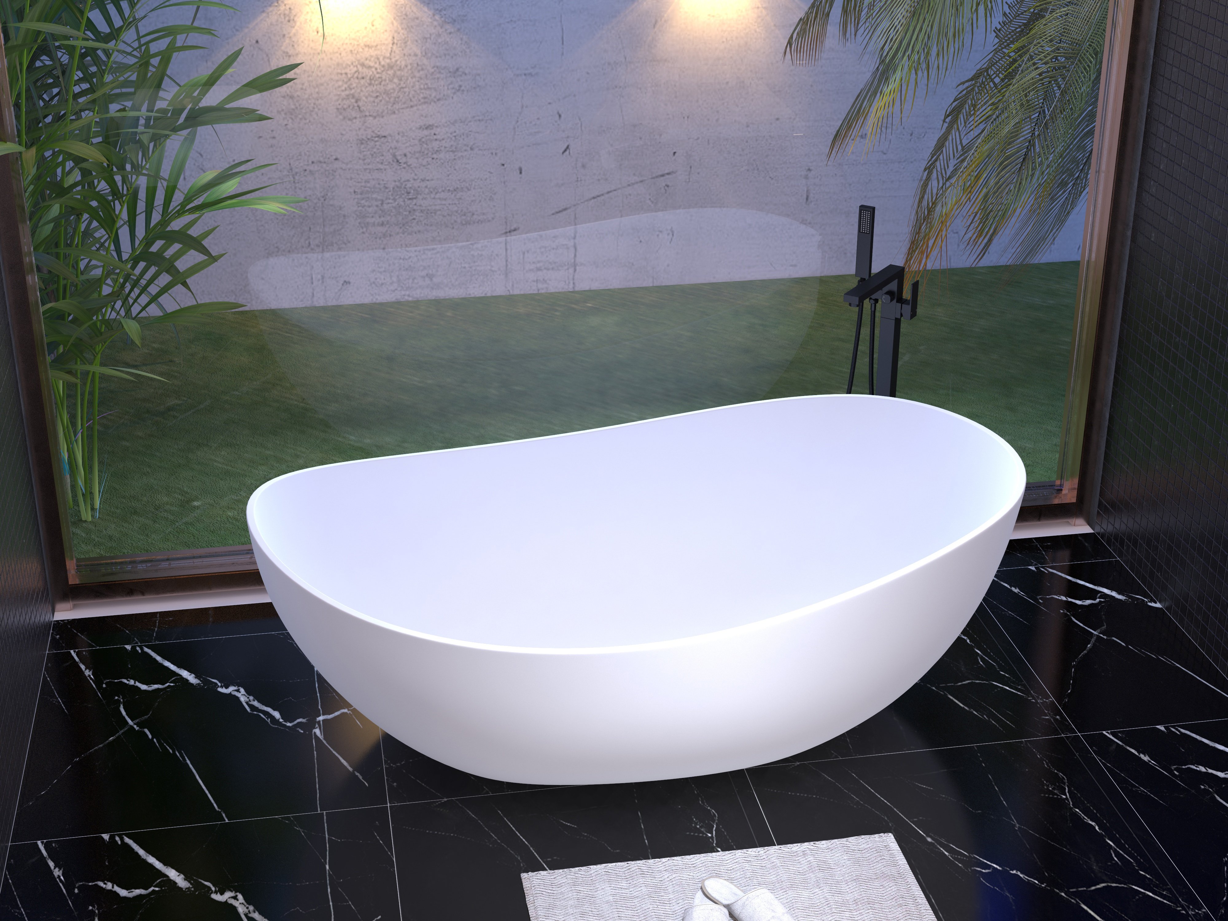 HMR - Dree Freestanding Bathtub Faucet and Handshower in Matte Black, Brass