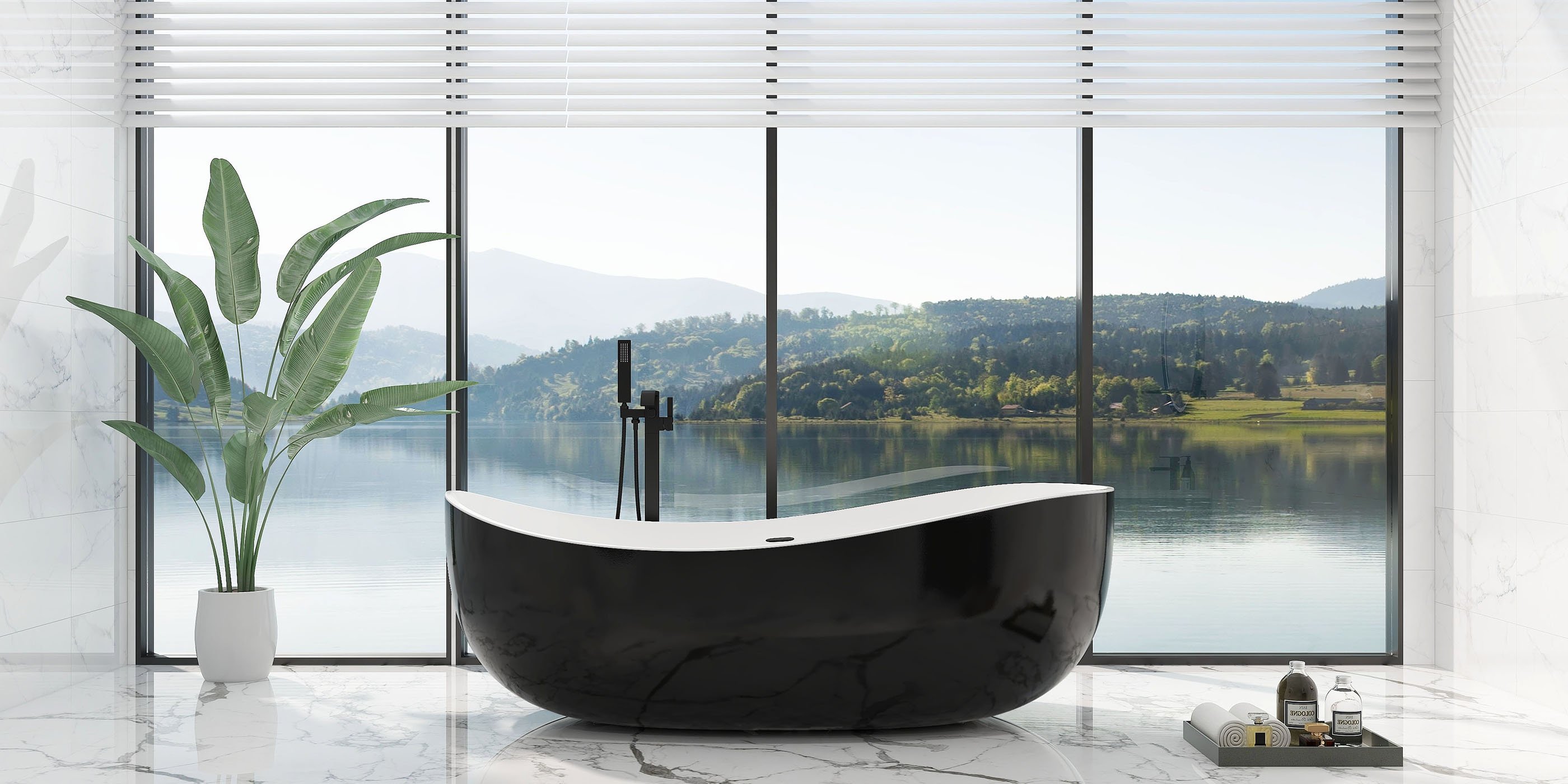 HMR - Dree Dree Floor Mounted Freestanding Faucet in Matte Black, Brass