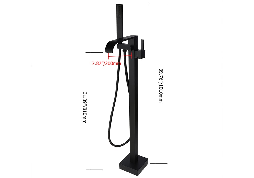 HMR - Dree Dree Floor Mounted Freestanding Faucet in Matte Black, Brass
