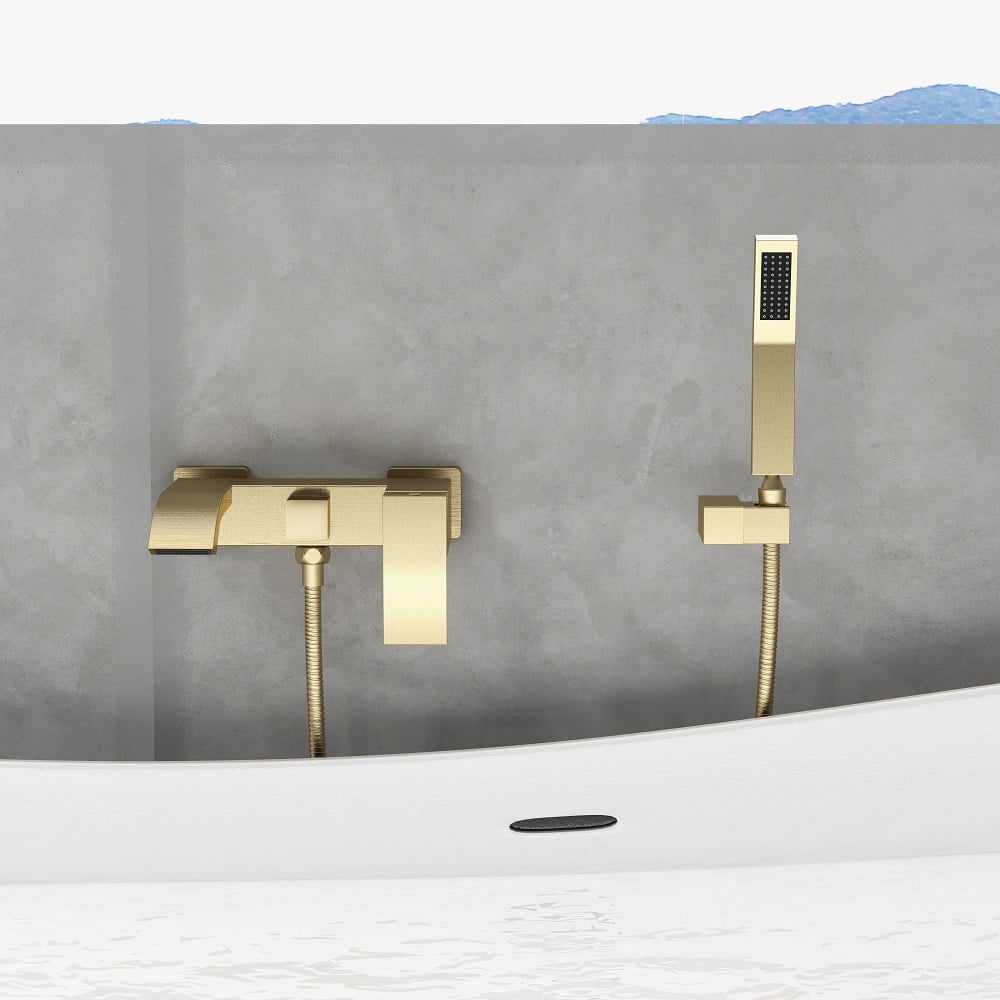 HMR - Ridge Wall-Mount Waterfall Bathtub Faucet in Brushed Gold