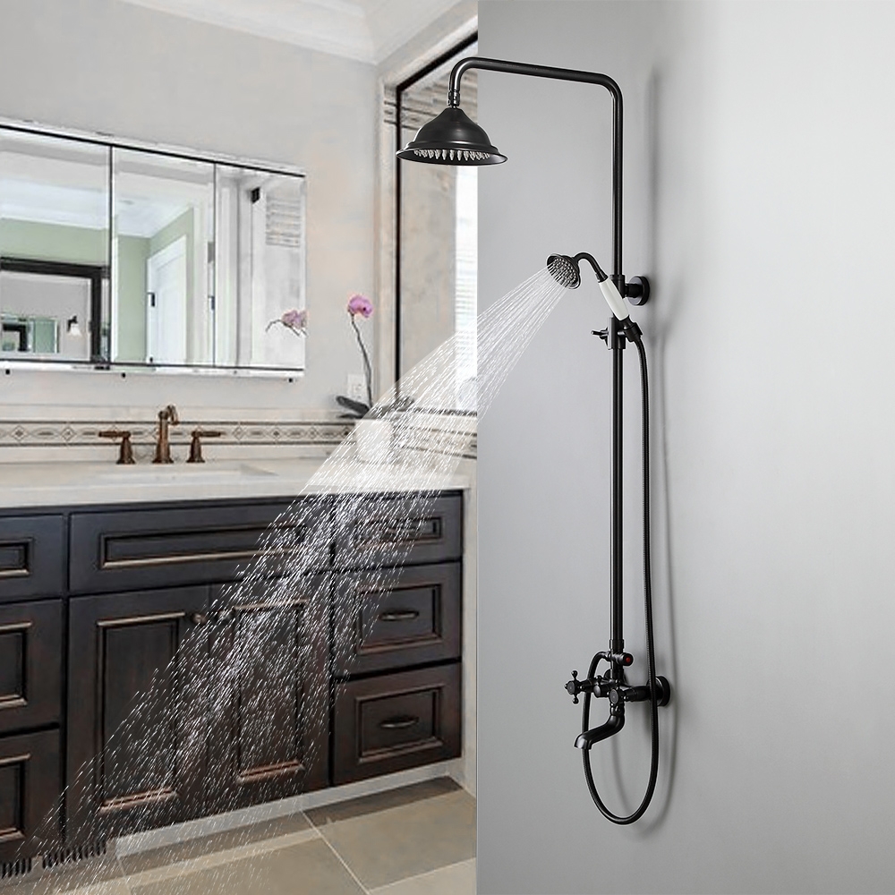 HMR - Vintage Bathroom Rainfall Shower System Handheld Shower in Antique Black