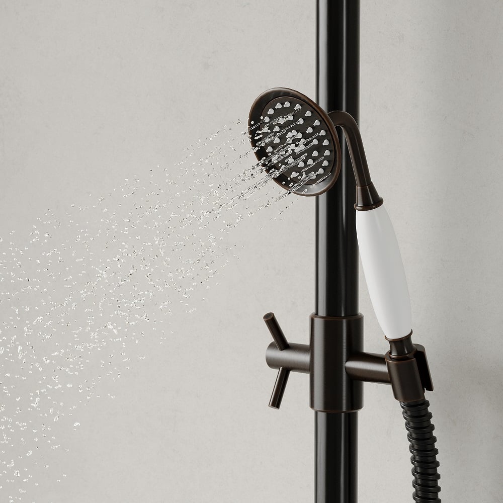 HMR - Vintage Bathroom Rainfall Shower System Handheld Shower in Antique Black