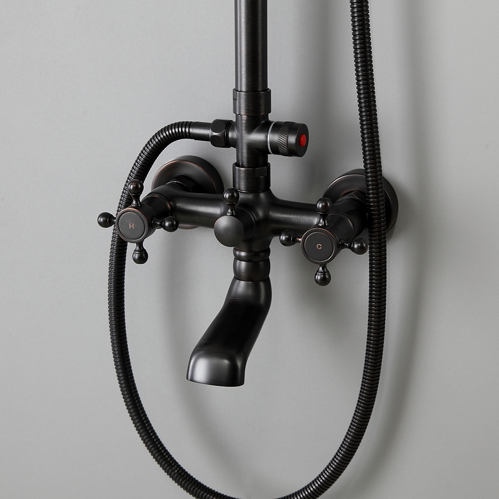 HMR - Vintage Bathroom Rainfall Shower System Handheld Shower in Antique Black