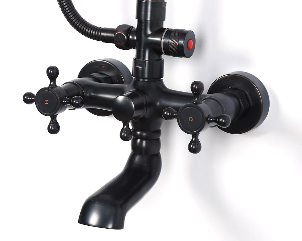 HMR - Vintage Bathroom Rainfall Shower System Handheld Shower in Antique Black