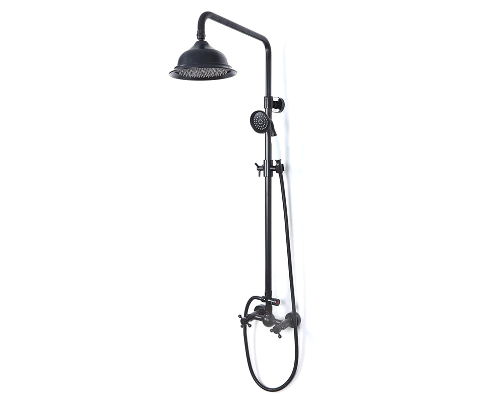 HMR - Chester Rainfall Showerhead with Handheld Shower and Exposed Shower System in Antique Black