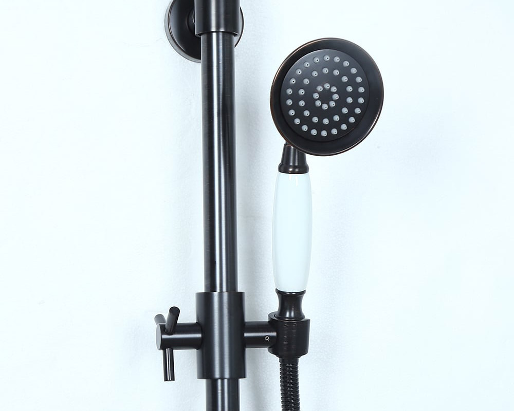 HMR - Chester Rainfall Showerhead with Handheld Shower and Exposed Shower System in Antique Black