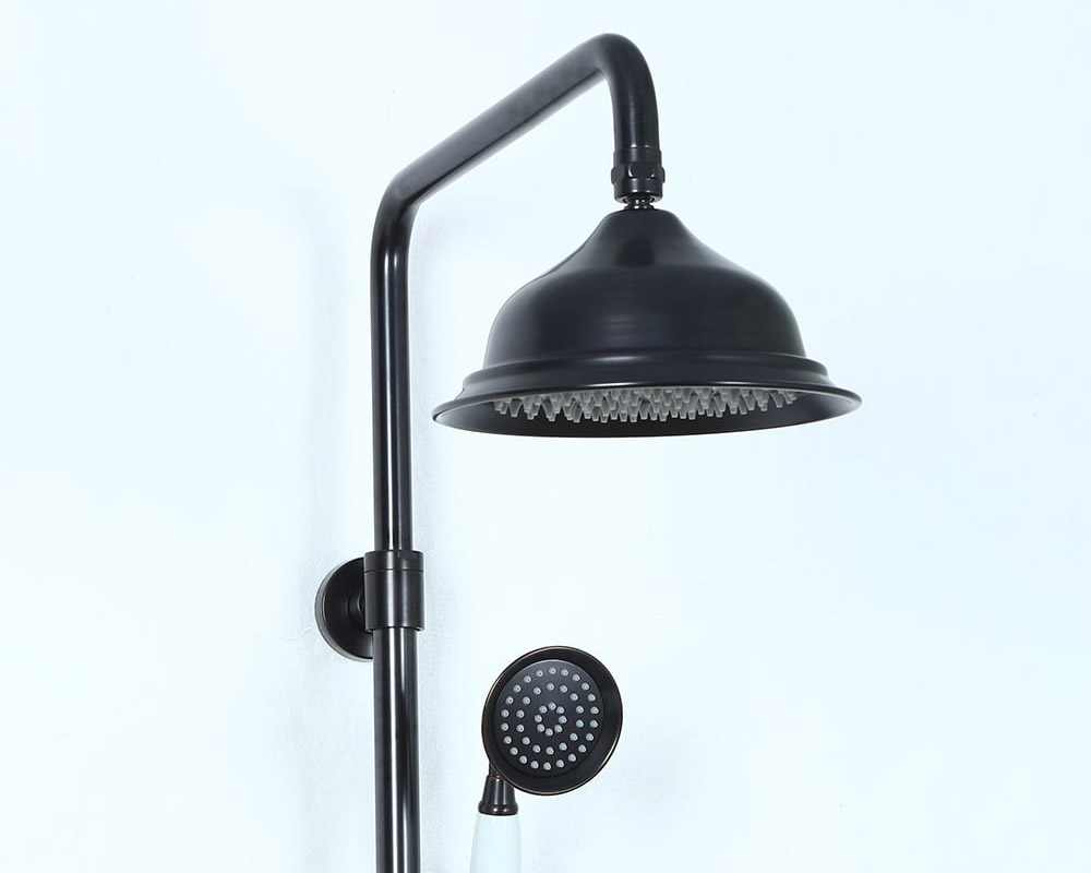 HMR - Chester Rainfall Showerhead with Handheld Shower and Exposed Shower System in Antique Black