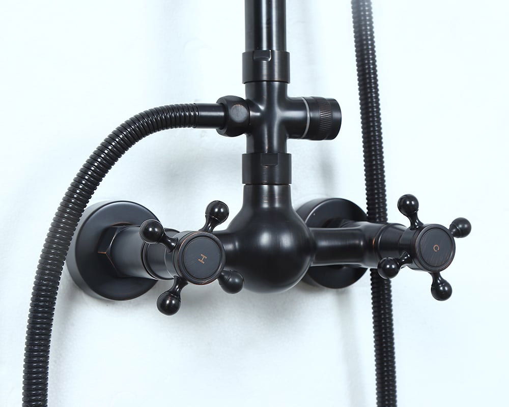 HMR - Chester Rainfall Showerhead with Handheld Shower and Exposed Shower System in Antique Black