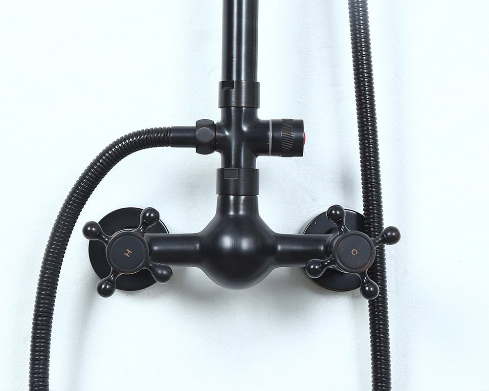 HMR - Chester Rainfall Showerhead with Handheld Shower and Exposed Shower System in Antique Black