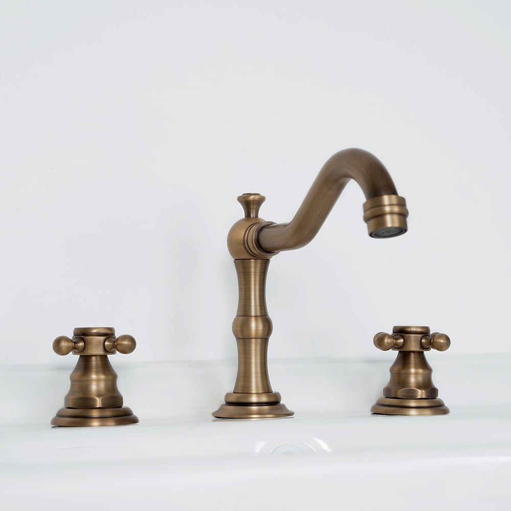 HMR Chester Traditional Double Handle Bathroom Widespread Sink Faucet - Antique Brass