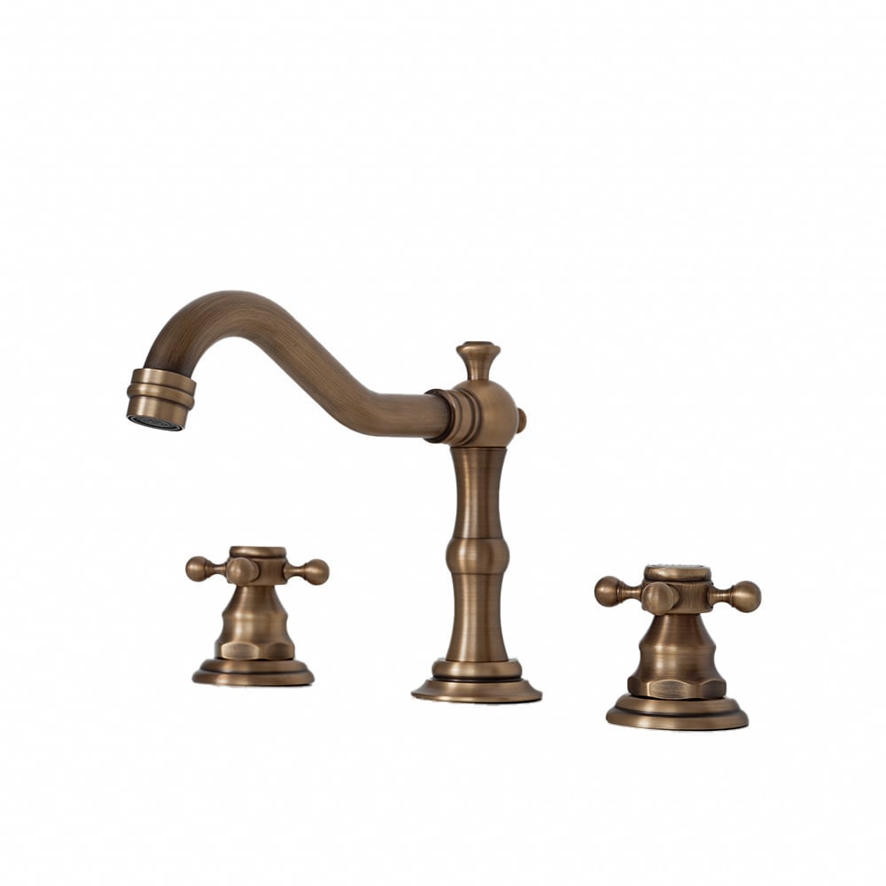 HMR Chester Traditional Double Handle Bathroom Widespread Sink Faucet - Antique Brass
