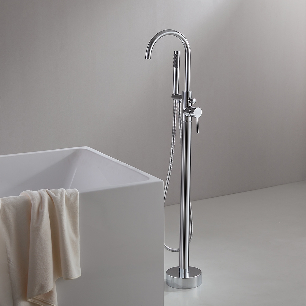 HMR - Brewst Floor Mount Tub Filler Freestanding Faucet in Chrome, Brass