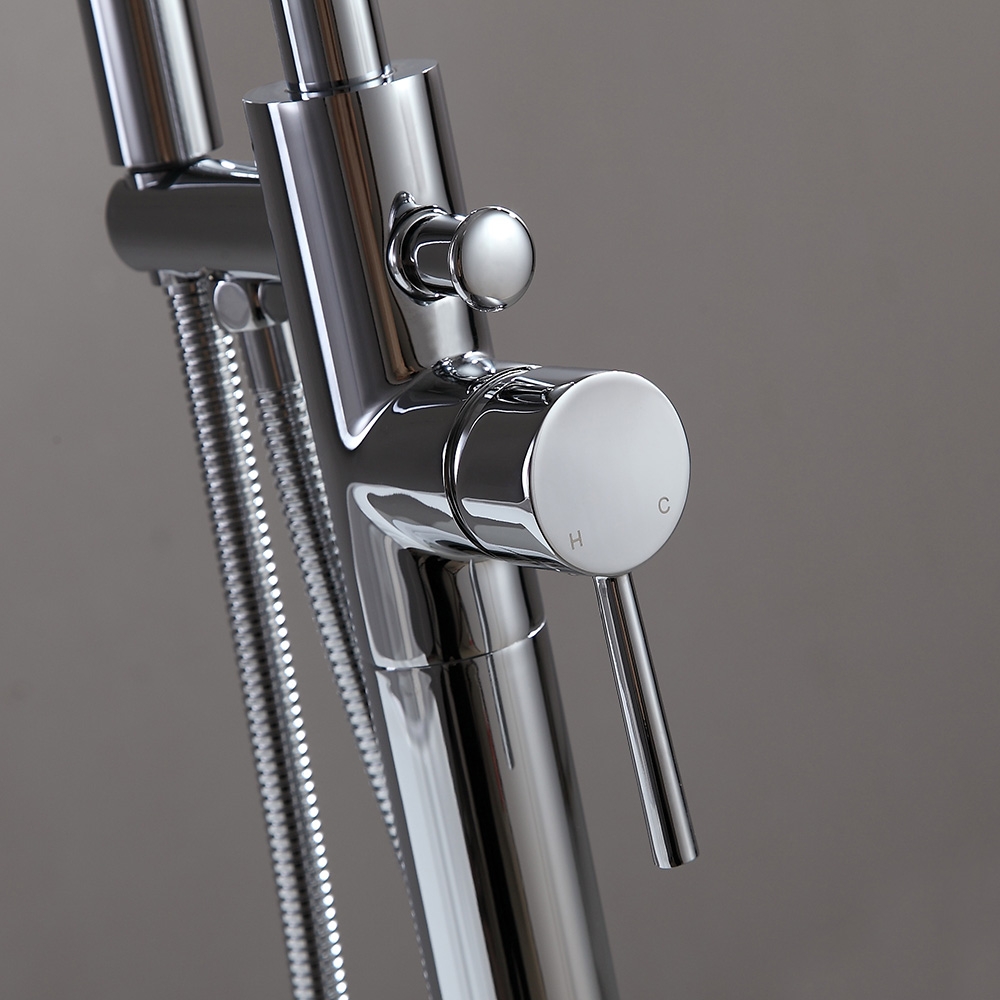 HMR - Brewst Floor Mount Tub Filler Freestanding Faucet in Chrome, Brass