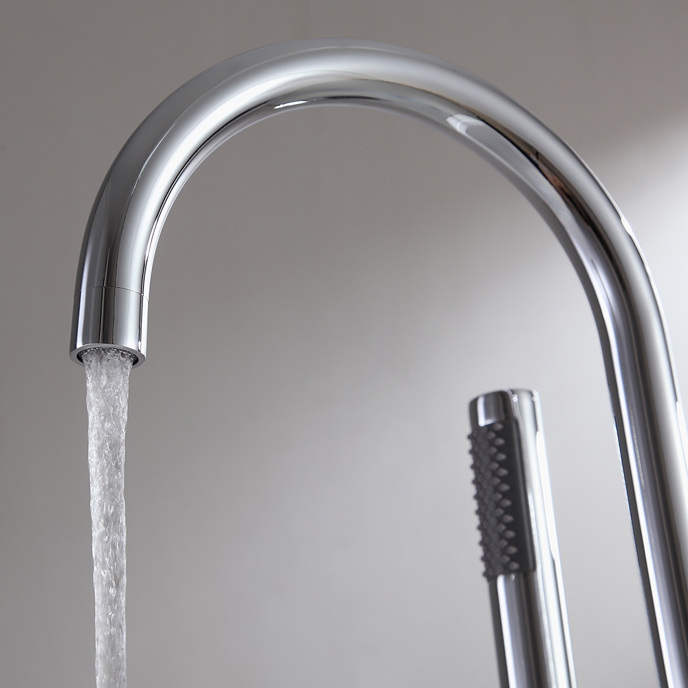 HMR - Brewst Floor Mount Tub Filler Freestanding Faucet in Chrome, Brass