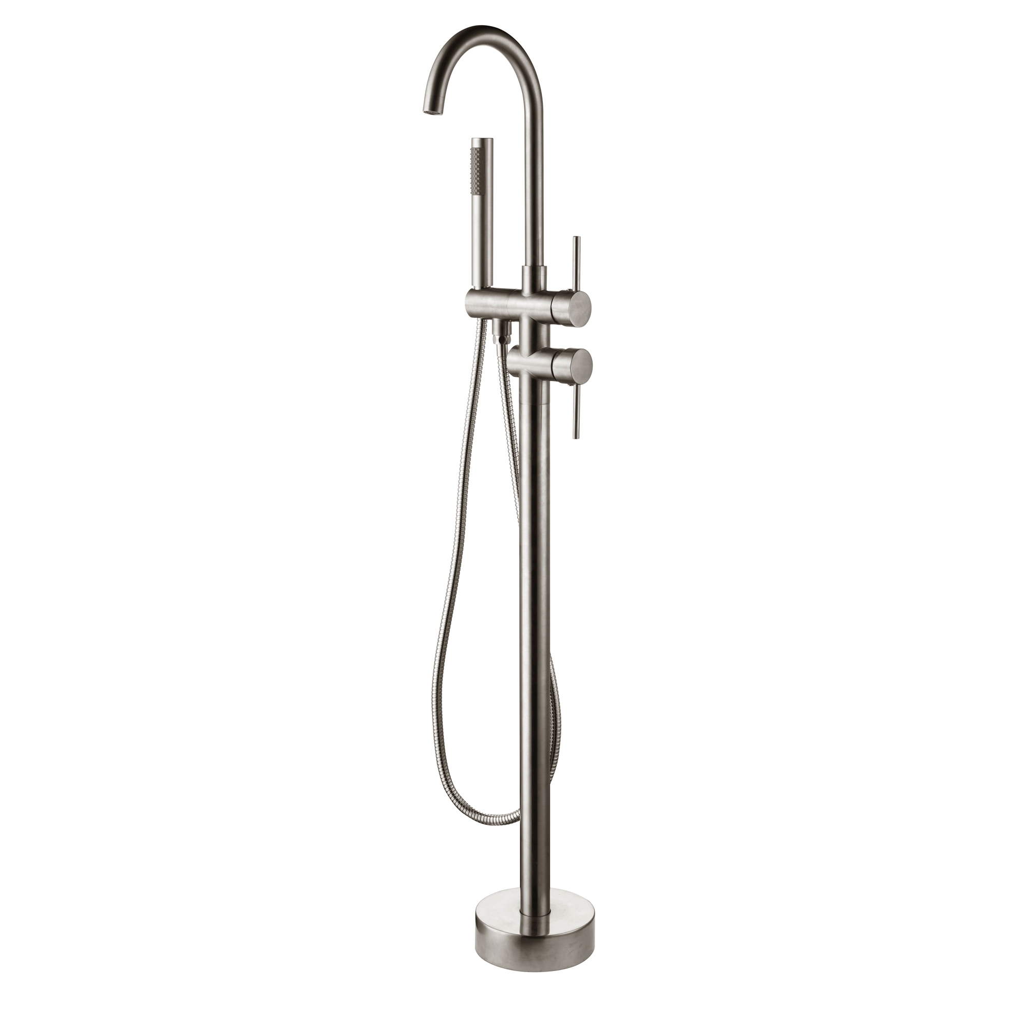 HMR - Brewst Freestanding Faucet with Hand Shower in Brushed Nickel, Brass