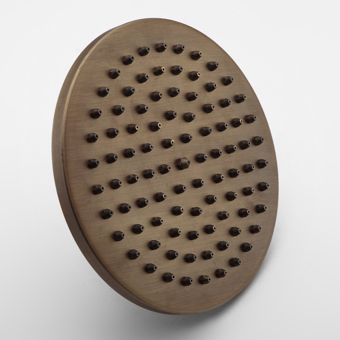 HMR - Round Rain Showerhead Wall Mount Shower System in Antique Brass