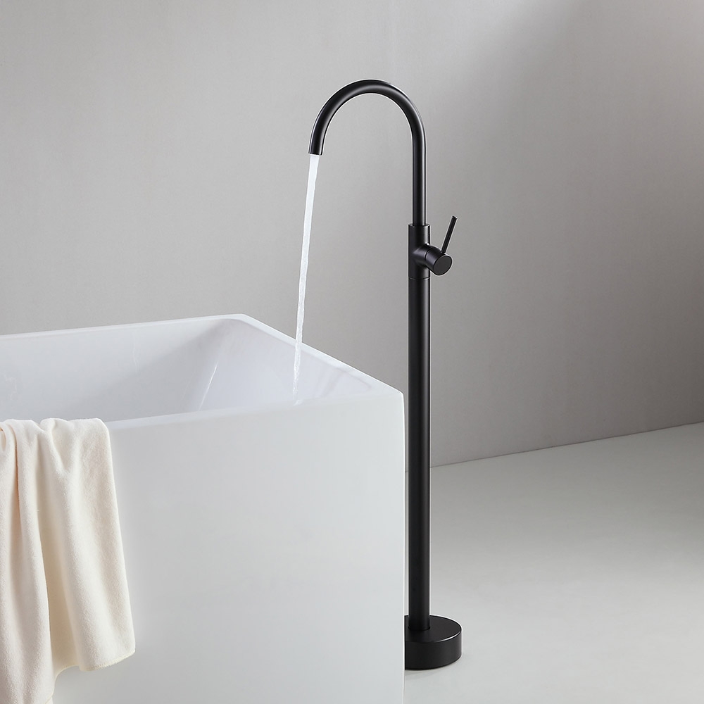 HMR - Brewst Freestanding Tub Filler Faucet in Matte Black, Brass