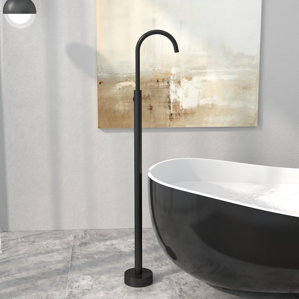 HMR - Brewst Freestanding Tub Filler Faucet in Matte Black, Brass