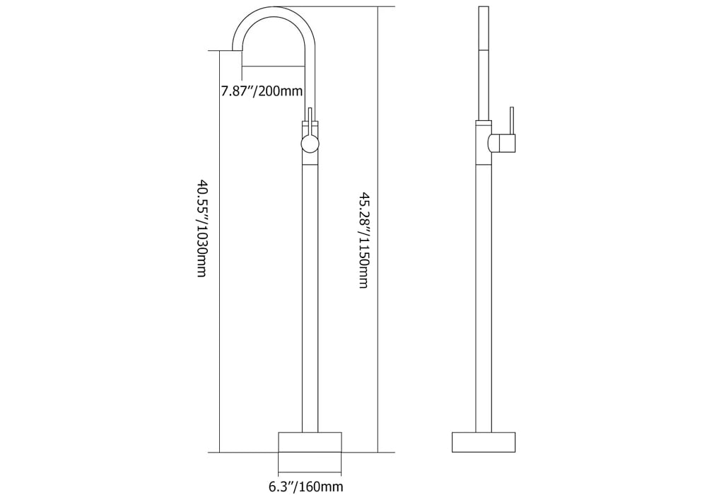 HMR - Brewst Freestanding Tub Filler Faucet in Matte Black, Brass