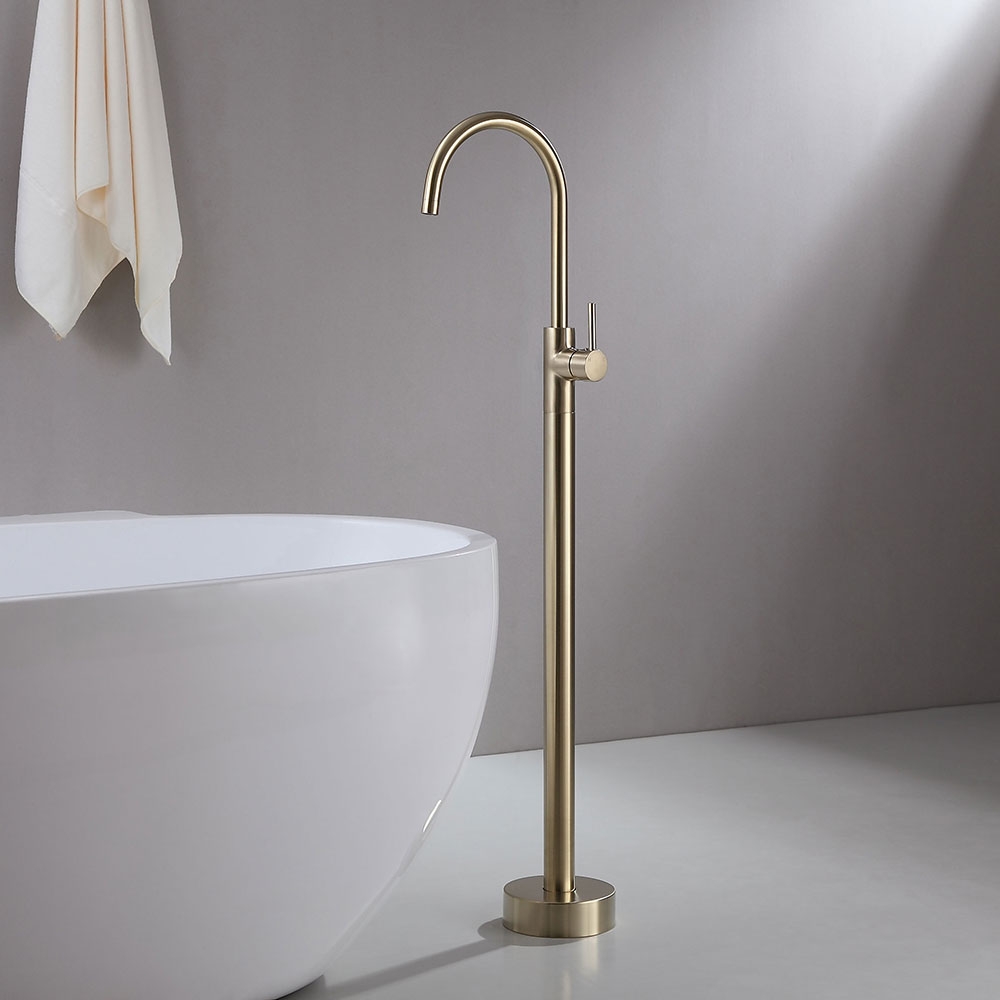 HMR - Brewst Floor Mounted Spout Faucet in Brass