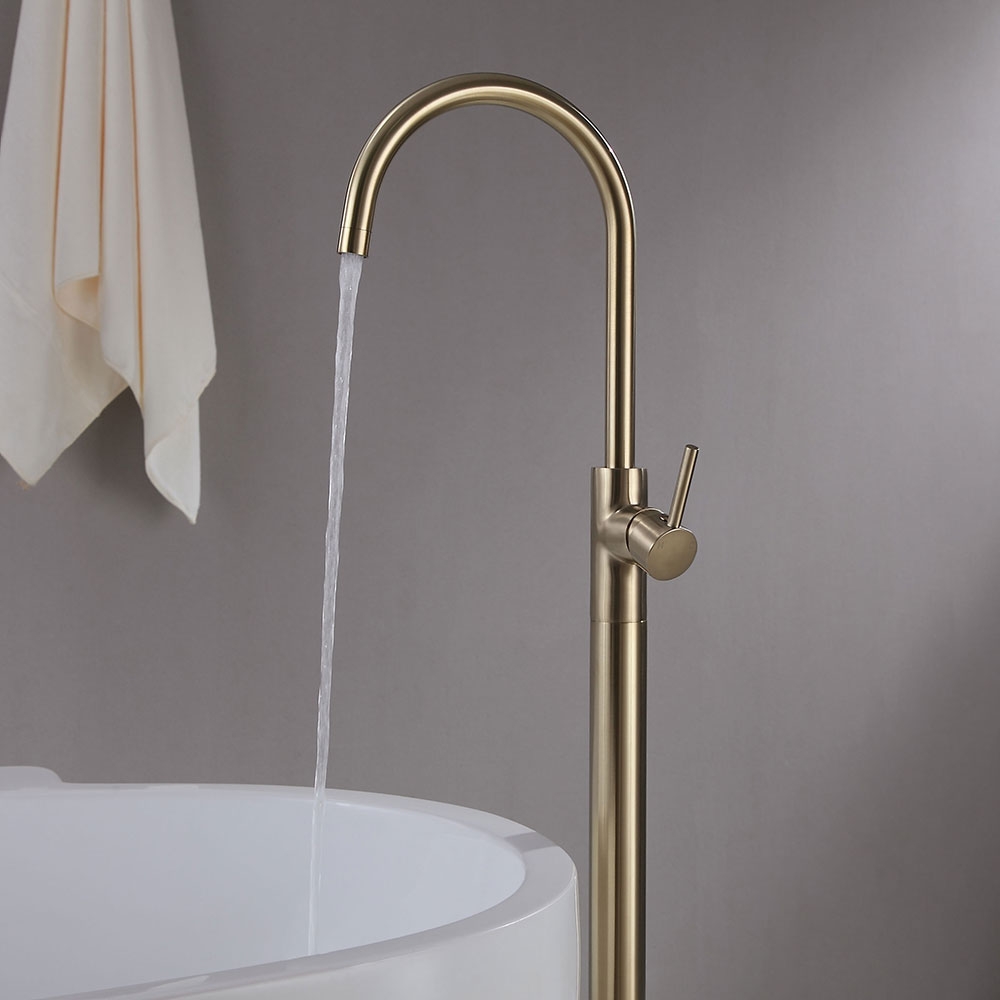 HMR - Brewst Floor Mounted Spout Faucet in Brass