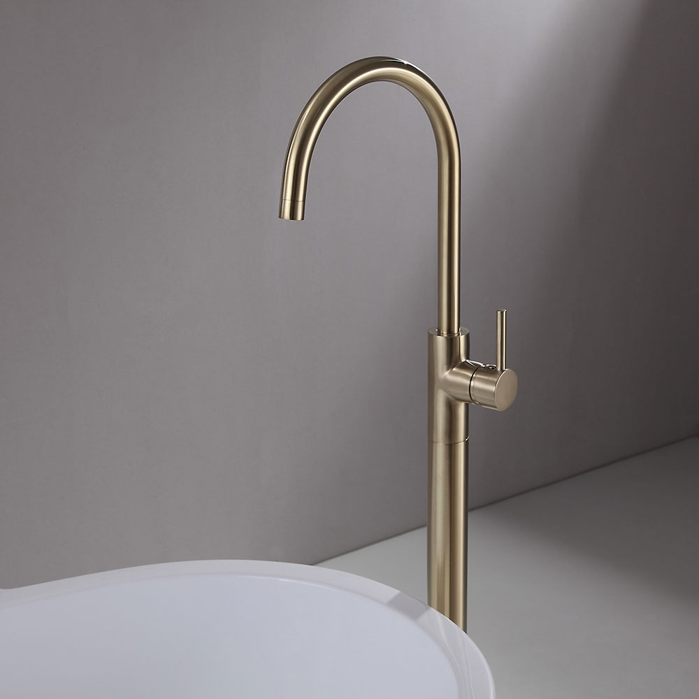 HMR - Brewst Floor Mounted Spout Faucet in Brass