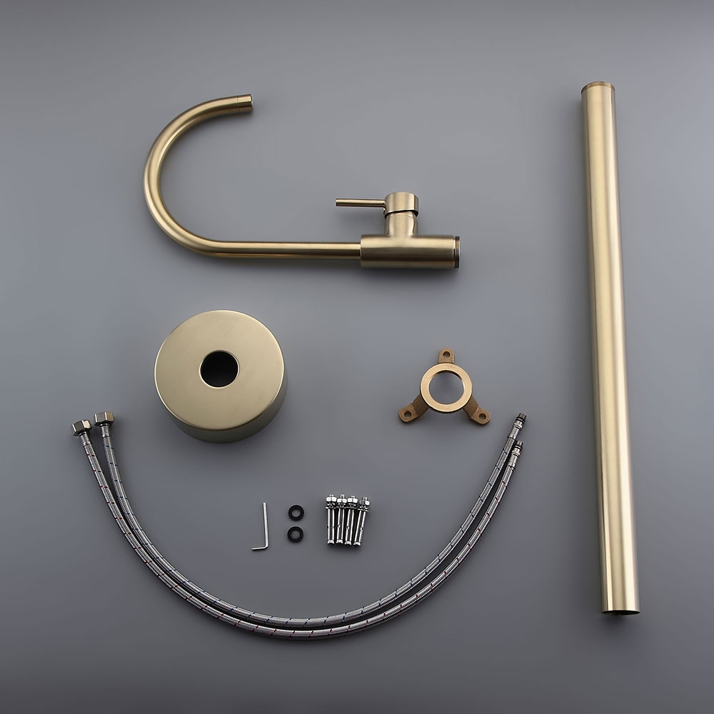 HMR - Brewst Floor Mounted Spout Faucet in Brass