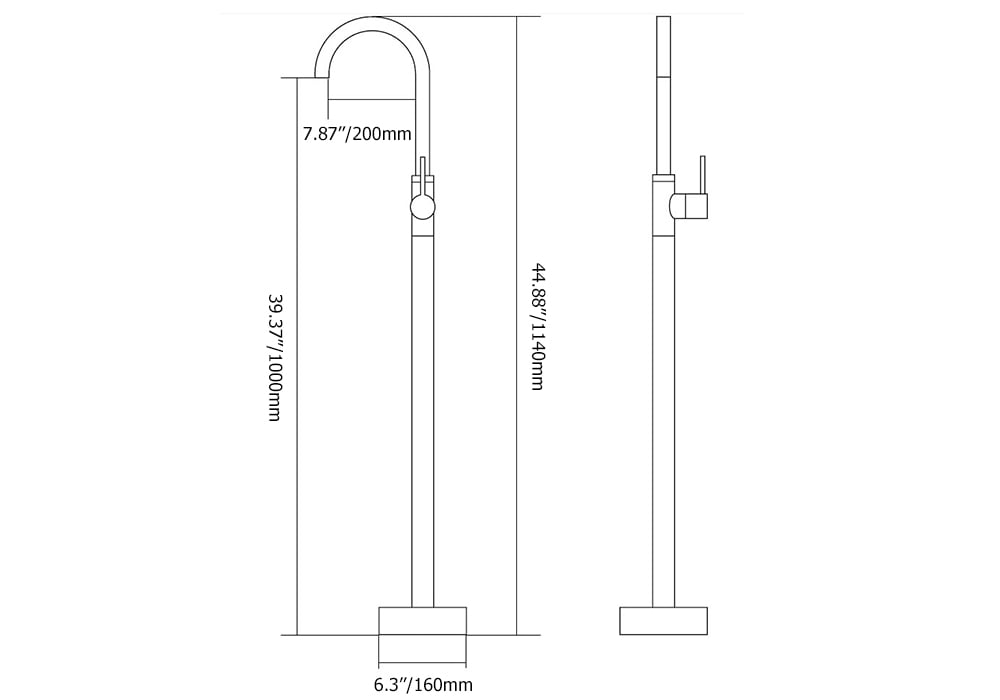 HMR - Brewst Floor Mounted Spout Faucet in Brass