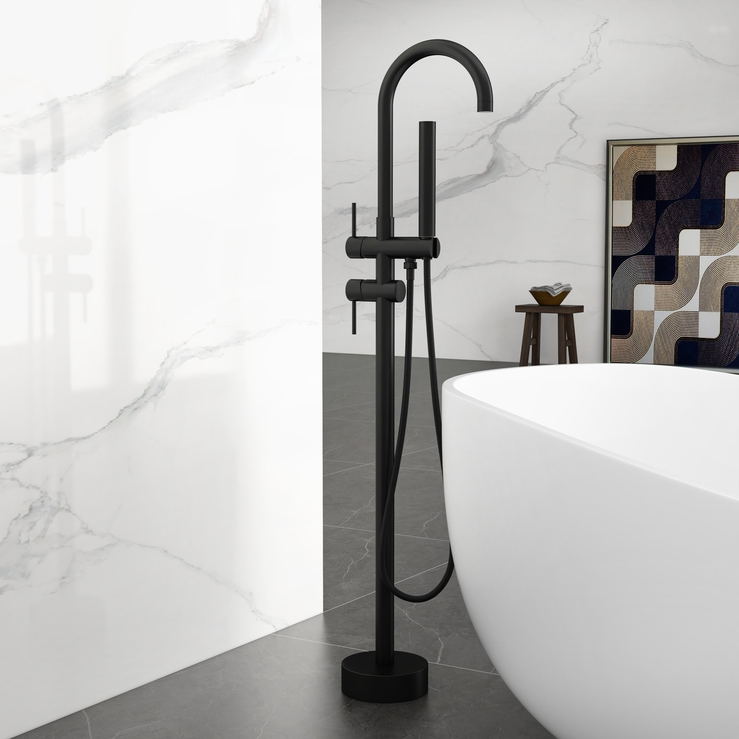 HMR - Brewst Gooseneck Freestanding Filler Faucet in Matte Black
