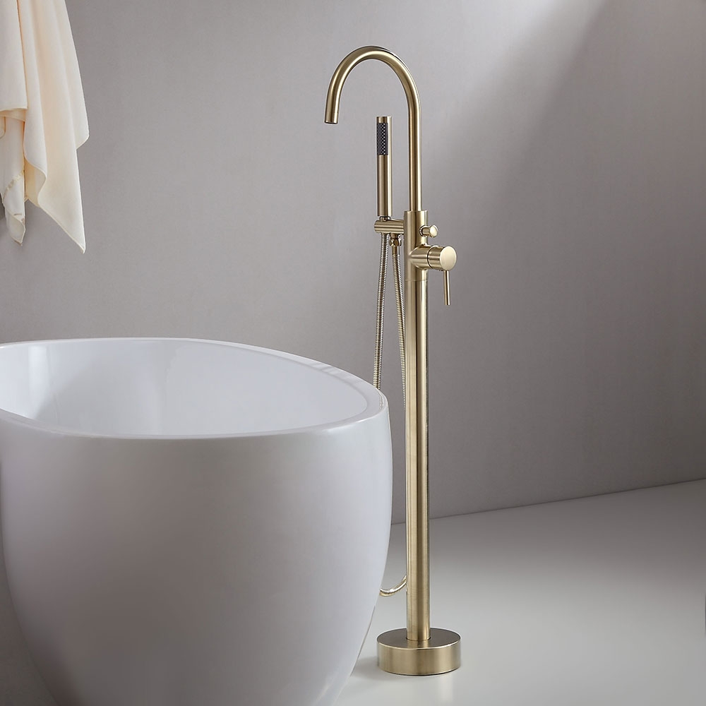 HMR - Brewst Freestanding Tub Filler Faucet in Brass, Brushed Gold