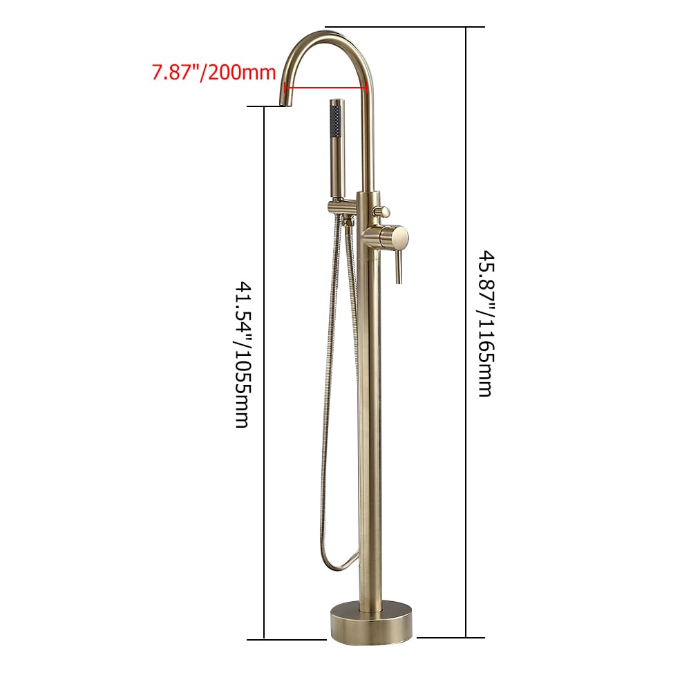 HMR - Brewst Freestanding Tub Filler Faucet in Brass, Brushed Gold