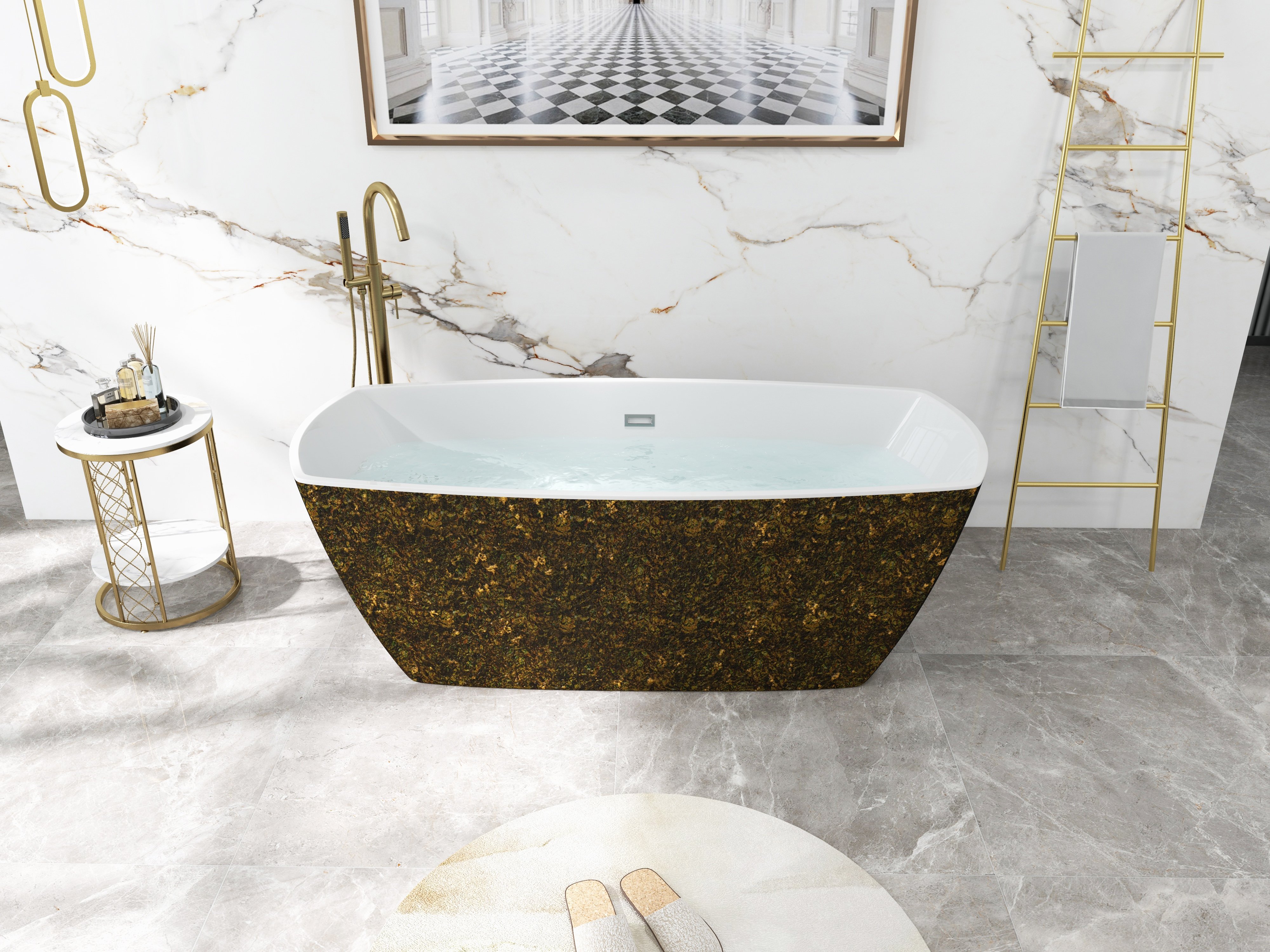 HMR - Brewst Freestanding Tub Filler Faucet in Brass, Brushed Gold