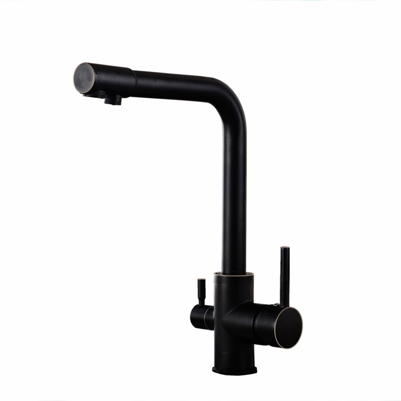 HMR - Stev Monobloc Dual Lever Kitchen Mixer Tap with Water Filtering in Antique Black