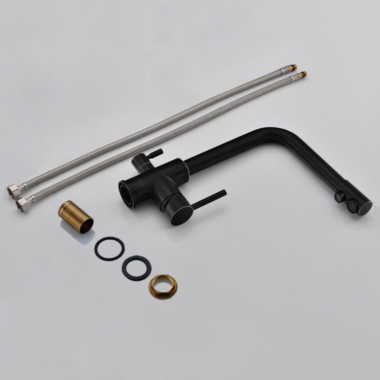 HMR - Stev Monobloc Dual Lever Kitchen Mixer Tap with Water Filtering in Antique Black