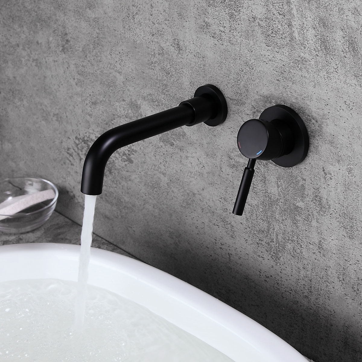 HMR - Stev Wall-Mount Sink Faucet with Single Handle in Black, Brass