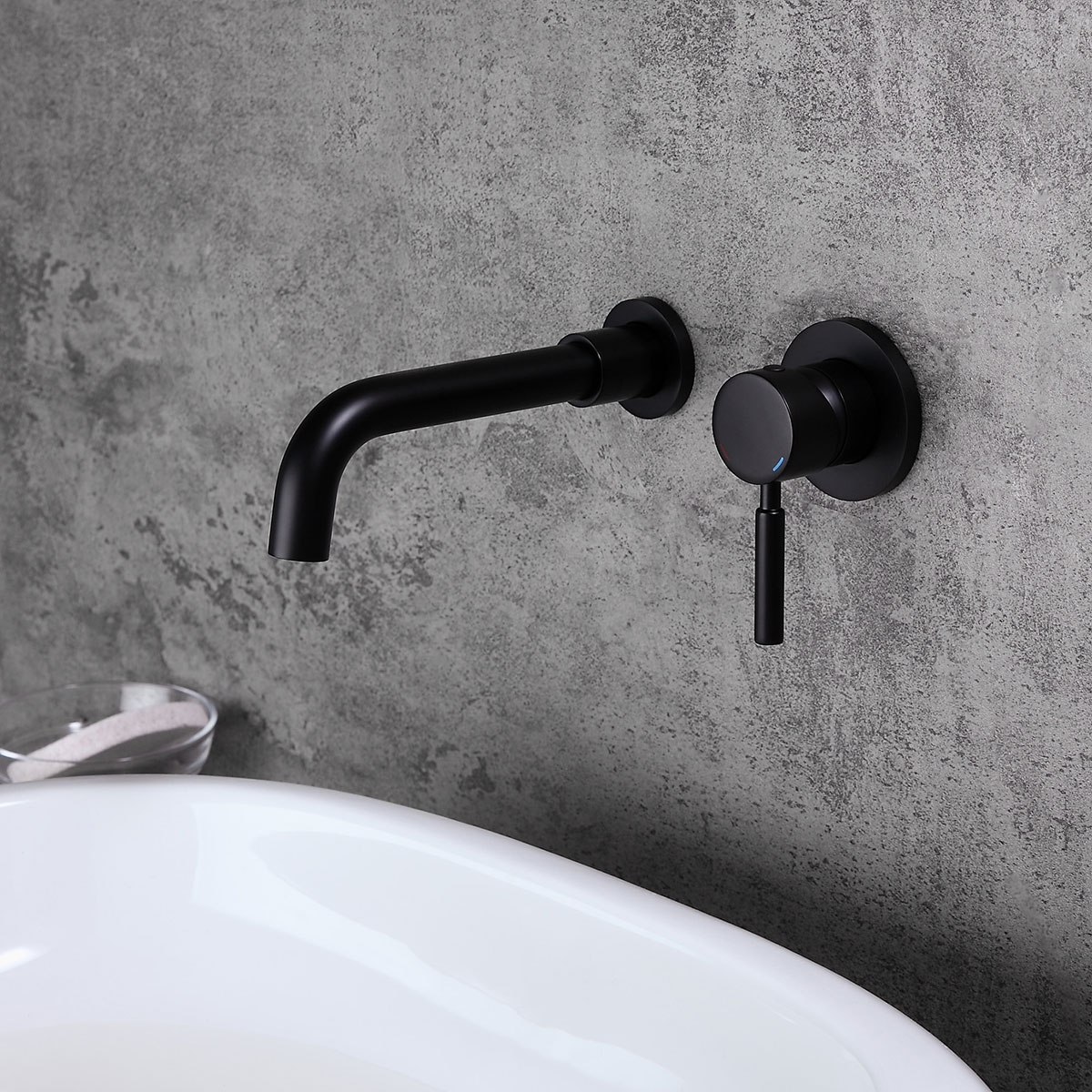 HMR - Stev Wall-Mount Sink Faucet with Single Handle in Black, Brass
