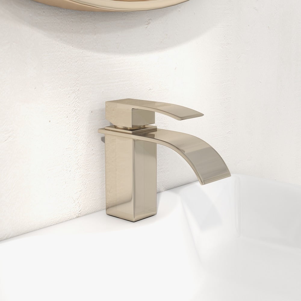 HMR - Milly Waterfall Single Hole Faucet Sink in Nickel