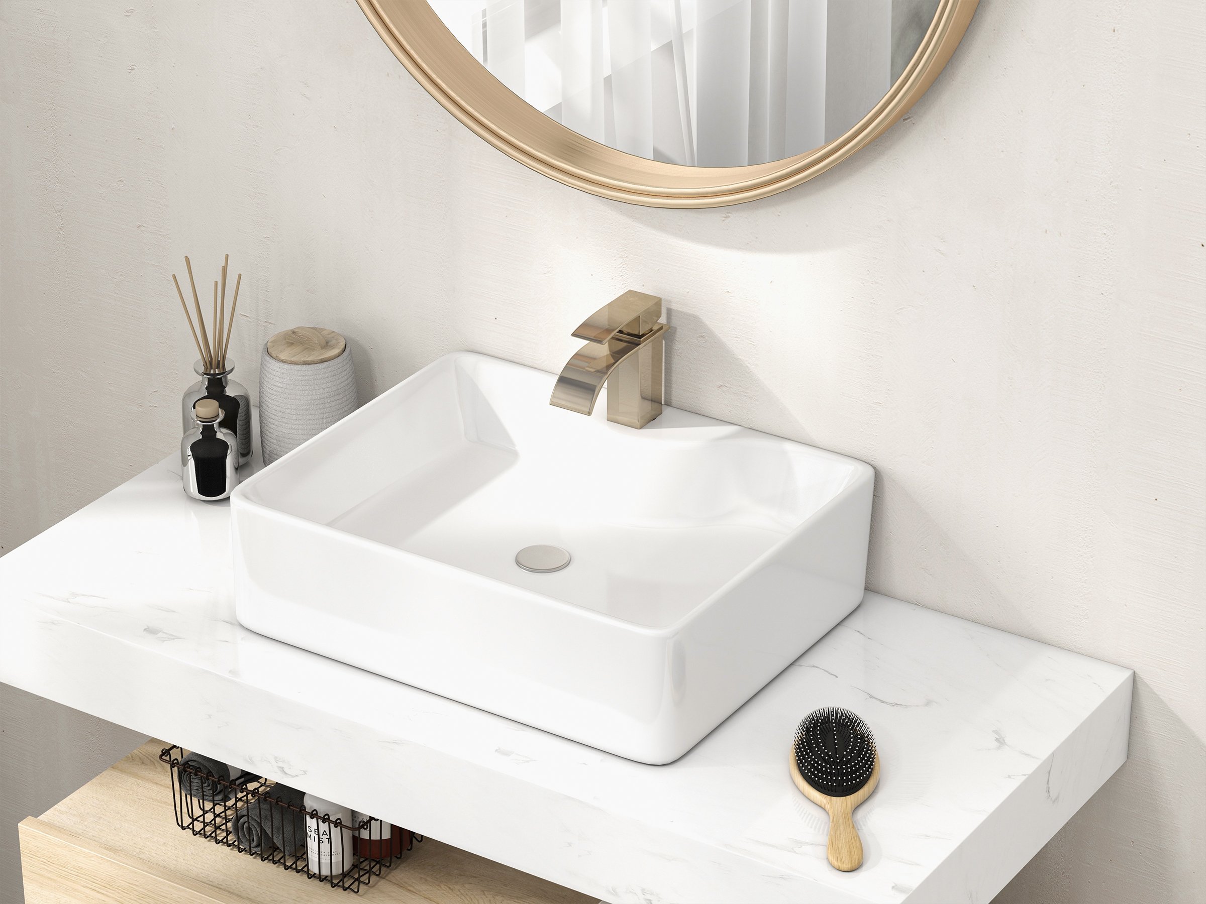 HMR - Milly Waterfall Single Hole Faucet Sink in Nickel