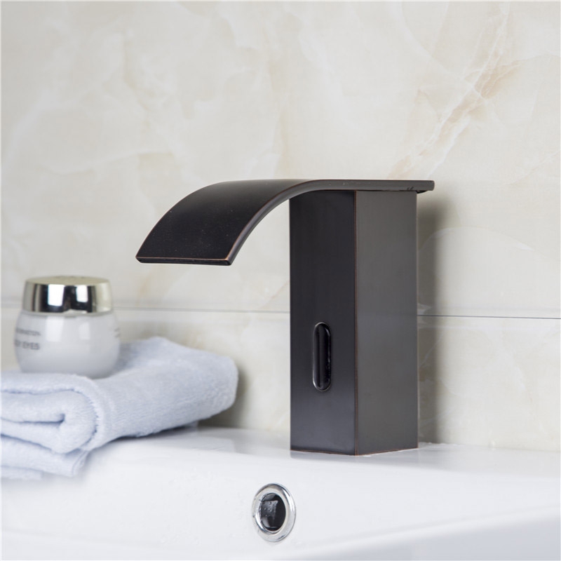 HMR - Automatic Sensor Hot and Cold Bathroom Sink Faucet in Antique Black