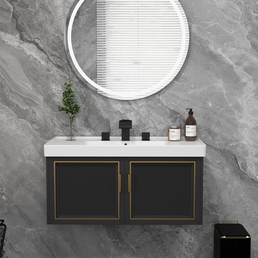HMR - Widespread 2-Handle Solid Brass Bathroom Sink Faucet in Matte Black