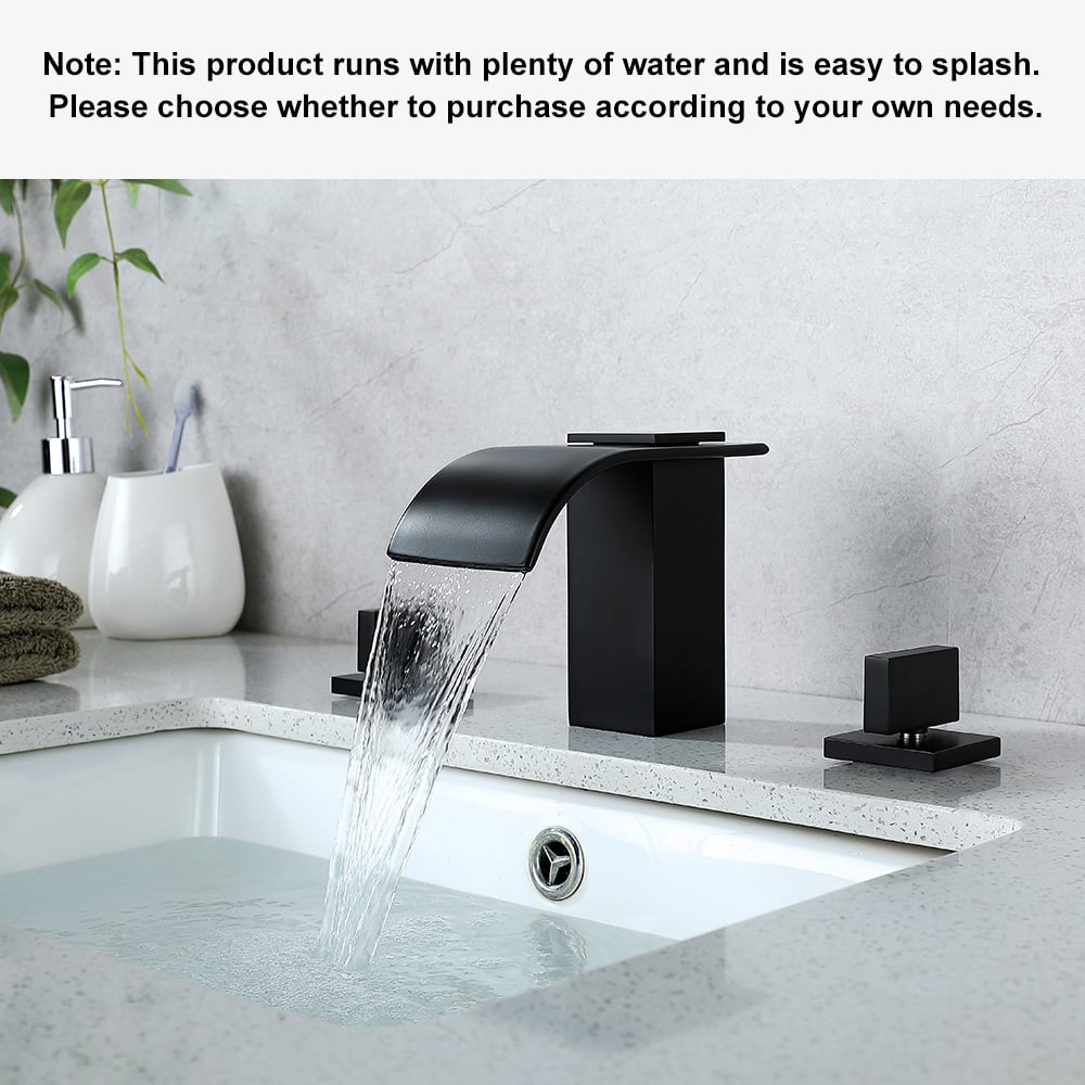 HMR - Widespread 2-Handle Solid Brass Bathroom Sink Faucet in Matte Black