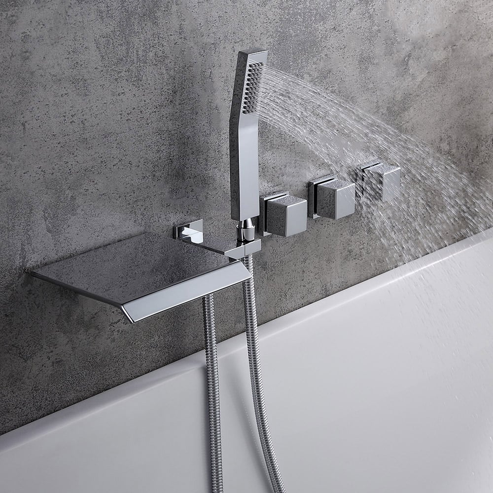 HMR - Moda Wall-Mounted Waterfall Faucet in Polished Chrome, Solid Brass