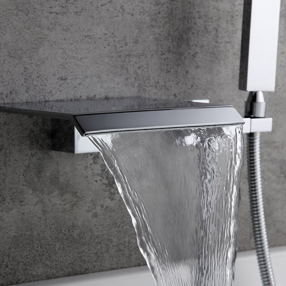 HMR - Moda Wall-Mounted Waterfall Faucet in Polished Chrome, Solid Brass