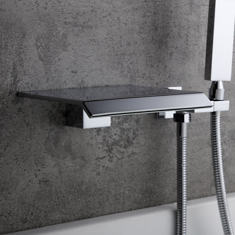 HMR - Moda Wall-Mounted Waterfall Faucet in Polished Chrome, Solid Brass