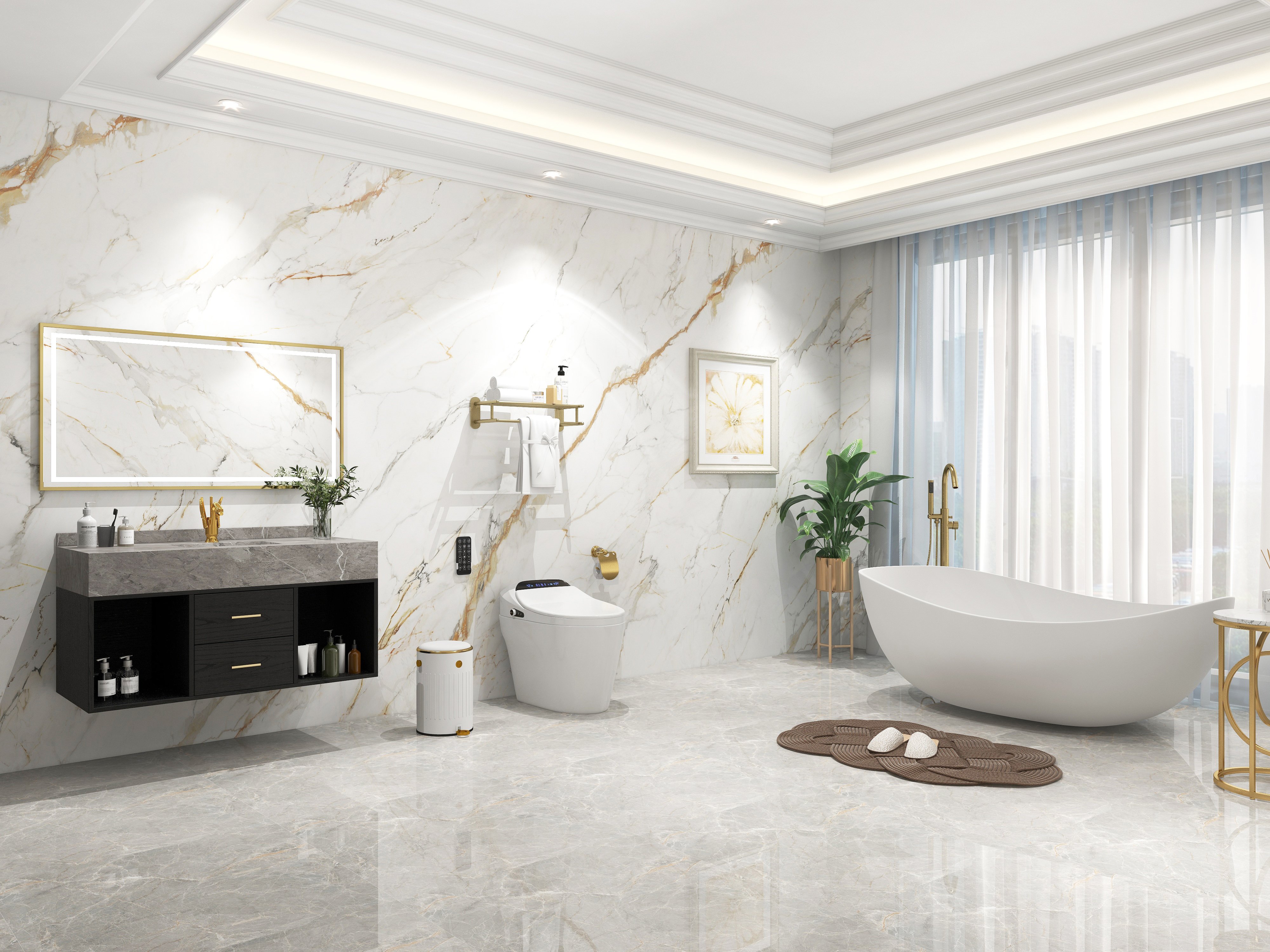 HMR - Solid Brass Bathroom Sink Faucet with one Hole Swan Classic Style in Gold