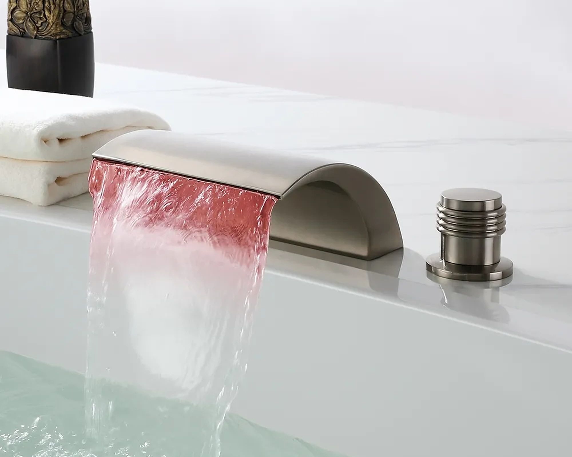 HMR - Victoria Waterfall LED Double Handle Faucet in Brushed Nickel